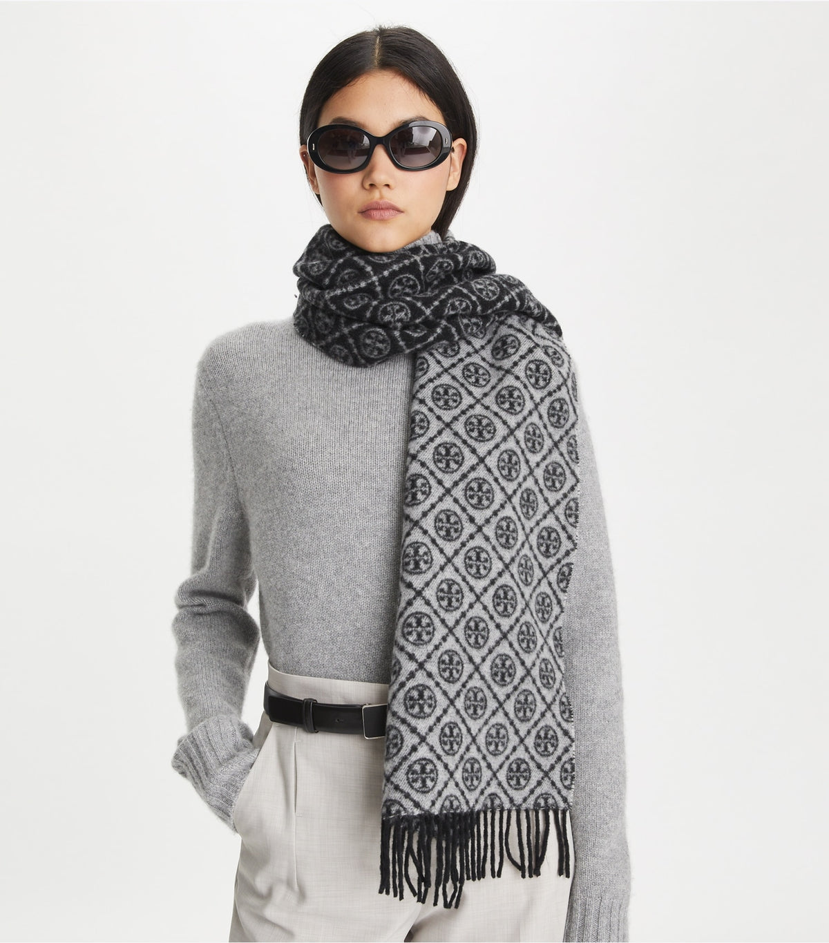 T Monogram Oblong Scarf - Camel | Tory Burch Signature