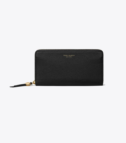 Leather Zip Continental Wallet - Black | Tory Burch Top Pick