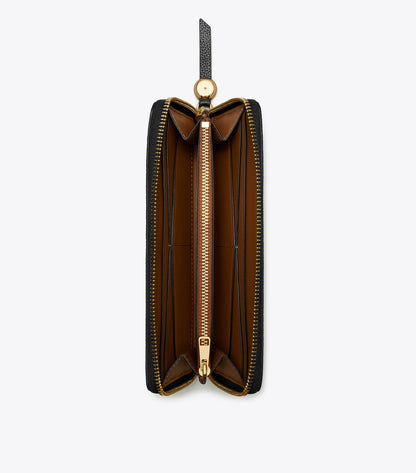Leather Zip Continental Wallet - Black | Tory Burch Top Pick