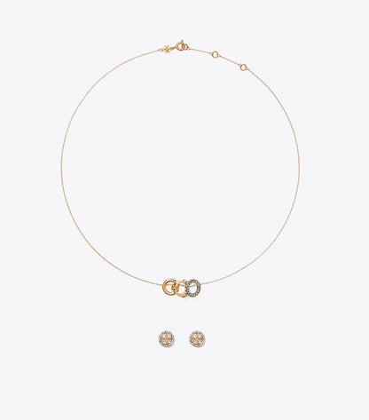 Icon Pavé Necklace and Earring Set - Tory Gold / Crystal | Tory Burch Premium
