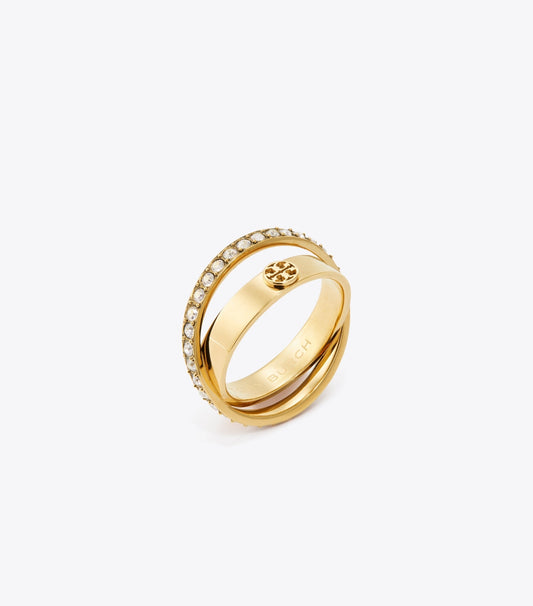 Icon Pavé Double Ring - Tory Gold / Crystal | Tory Burch Trending