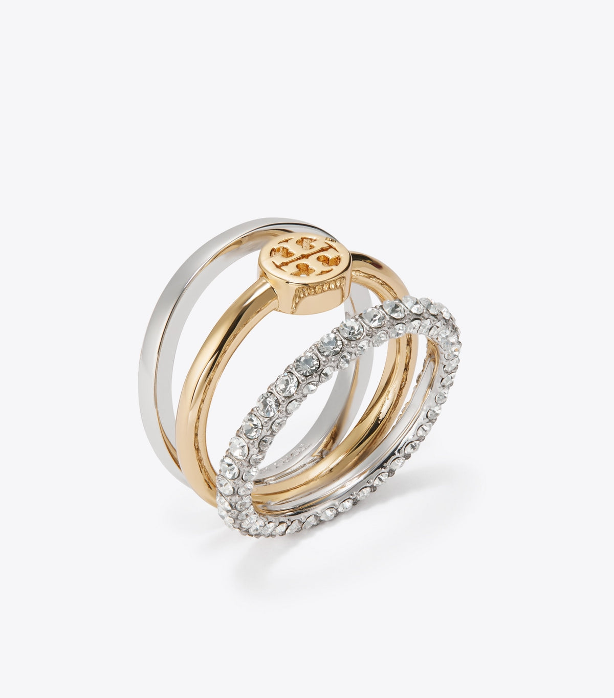 Icon Pavé Stacking Ring - Tory Gold / Tory Silver / Crystal | Tory Burch Featured