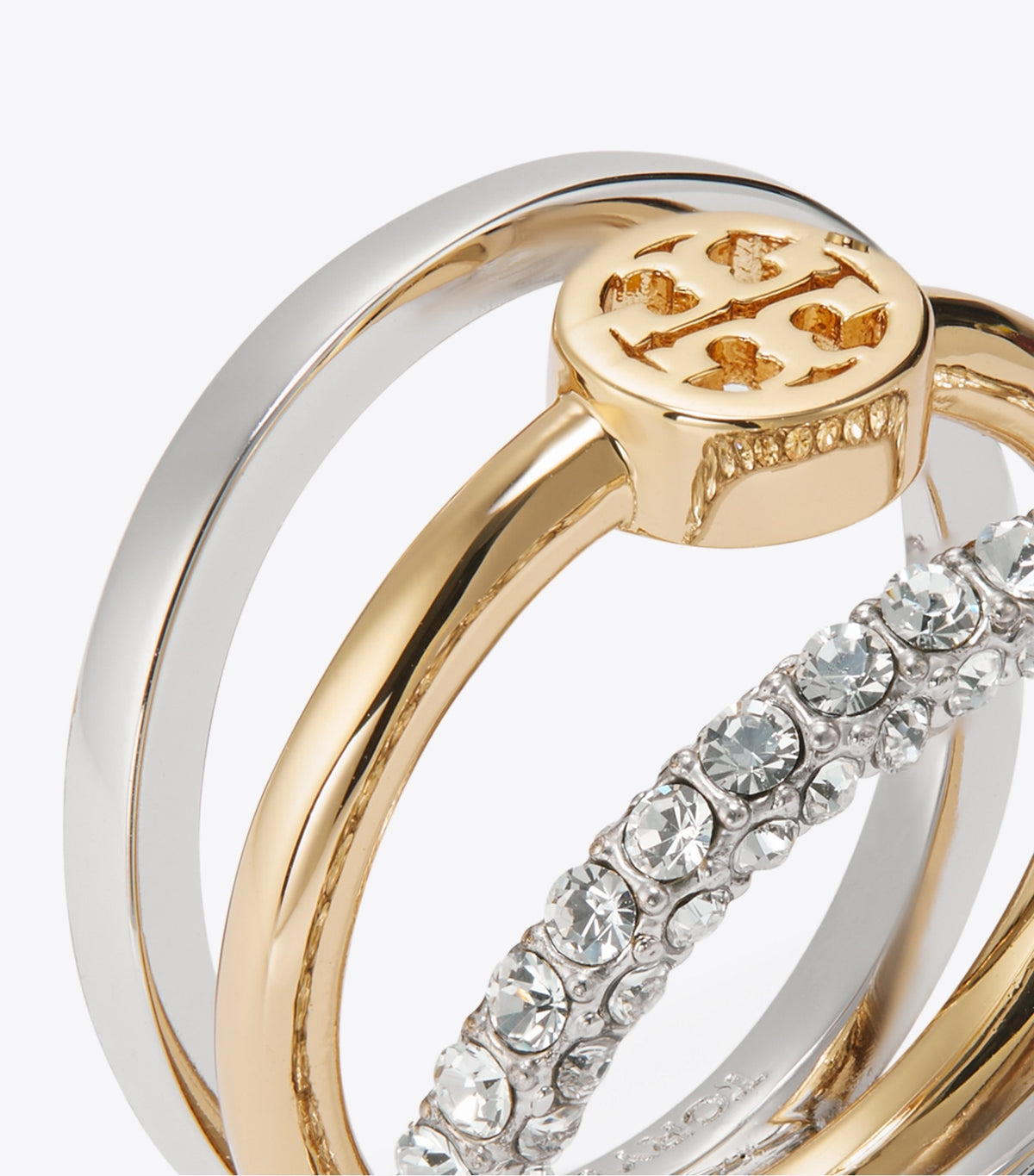 Icon Pavé Stacking Ring - Tory Gold / Tory Silver / Crystal | Tory Burch Featured