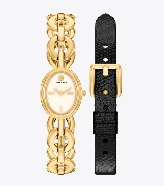 Small Oval Watch Gift Set - Ivory/Gold/Black | Tory Burch Quality