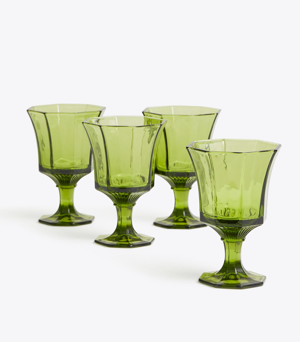 Pressed-Glass Water Glass, Set of 4 - Green | Tory Burch New