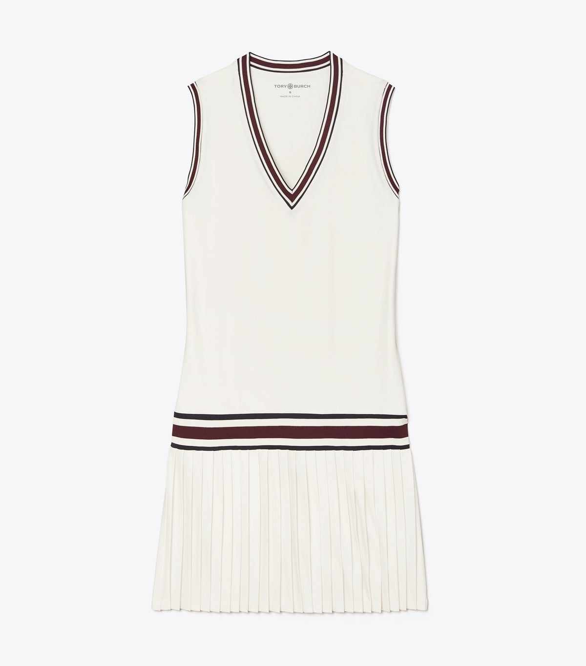 Performance Jersey V-Neck Tennis Dress - Snow White | Tory Burch Featured