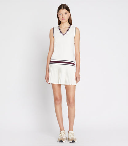 Performance Jersey V-Neck Tennis Dress - Snow White | Tory Burch Featured