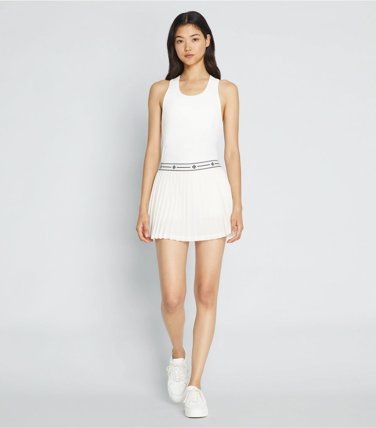Mesh Pleated Tennis Skirt - Snow White | Tory Burch Featured