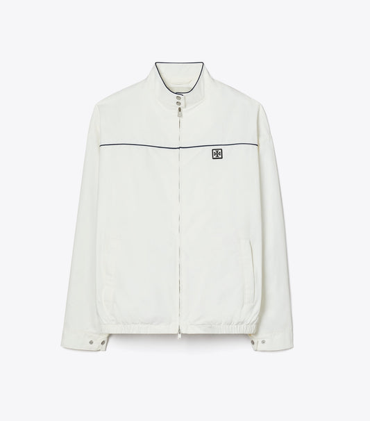 Oversized Nylon Tennis Jacket - Snow White | Tory Burch Featured