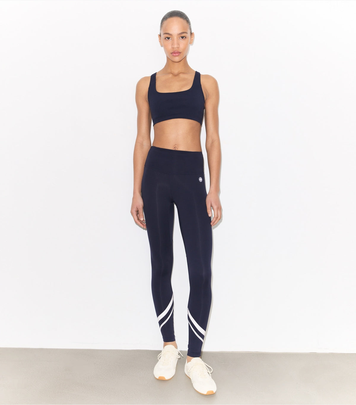 Weightless Chevron Legging - Tory Navy / Snow White | Tory Burch Latest
