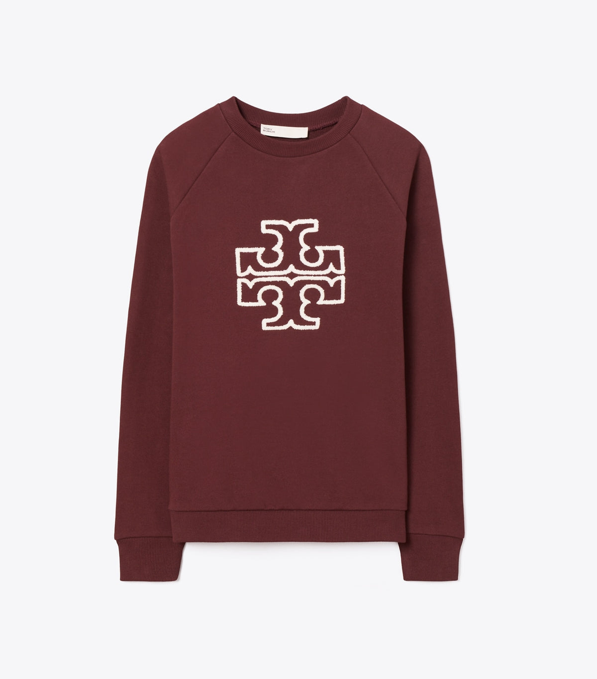 Heavy French Terry Logo Crewneck - Dark Sangria | Tory Burch Featured