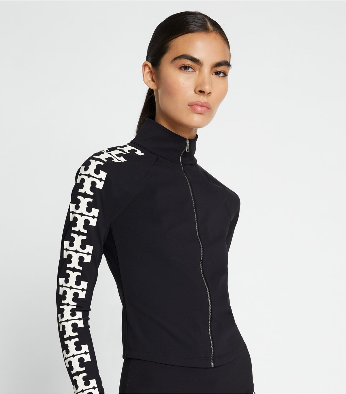 Nylon Logo Zip Top - Black T Logo Row | Tory Burch Discount