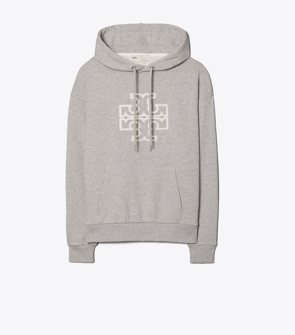Heavy French Terry Logo Hoodie - Medium Grey Heather | Tory Burch Essential