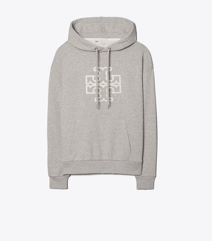 Heavy French Terry Logo Hoodie - Medium Grey Heather | Tory Burch Essential