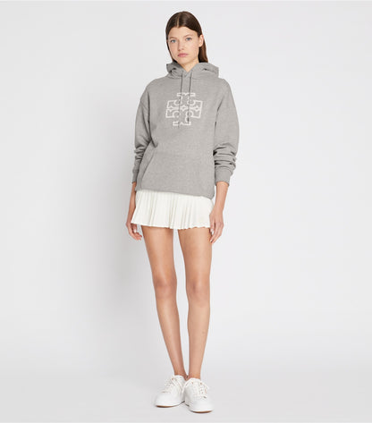 Heavy French Terry Logo Hoodie - Medium Grey Heather | Tory Burch Essential